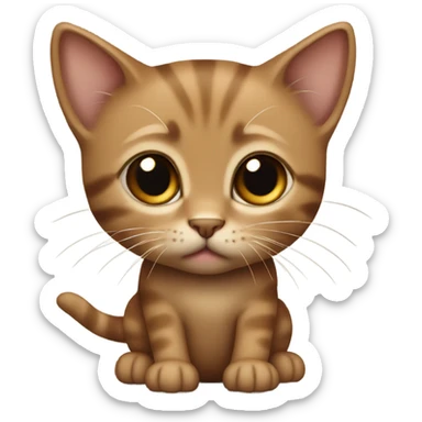 brownt shy realistic kitten sticker
