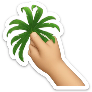 A thumb being squeezed by a palm sticker