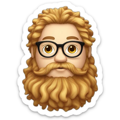 Chubby non binary round glasses long venitian hair chaotic red and blond beard with vaporizer sticker