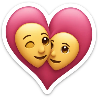 Two hearts hugging each other sticker