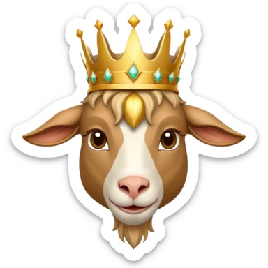 a goat with a king crown sticker