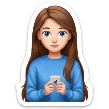 high school class room with a pretty female high school student with long brown hair, blue eyes sticker