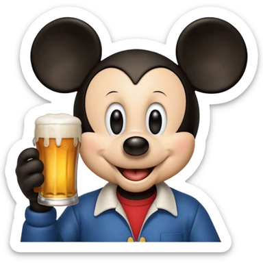 Mickey qui boi une bière  sticker