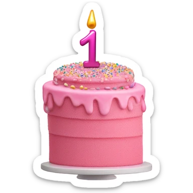 1/2 birthday cake pink sticker