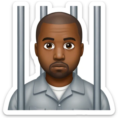 kanye west as a prison inmate without a cell behind him sticker