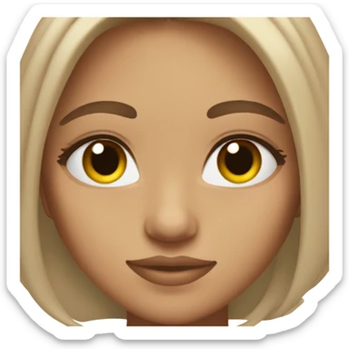 A tan girl hazel eyes with lashes and brown straight hair sticker