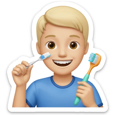 someone brushing their teeth sticker