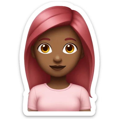 a fair skintone girl with red cherry maroon hair colour wearing a baby pink top sticker