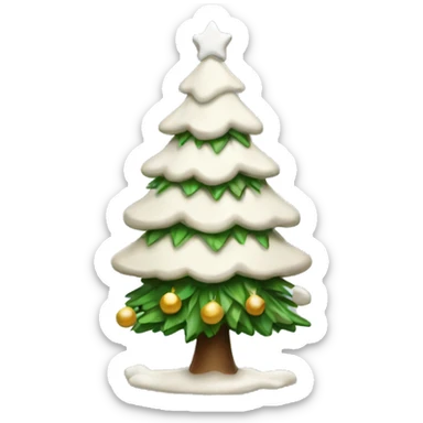 Snowy Christmas tree with cream bow sticker
