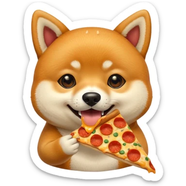 animated shiba inu eating pizza sticker