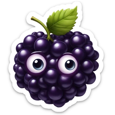 blackberry fruit with eye and heart sticker