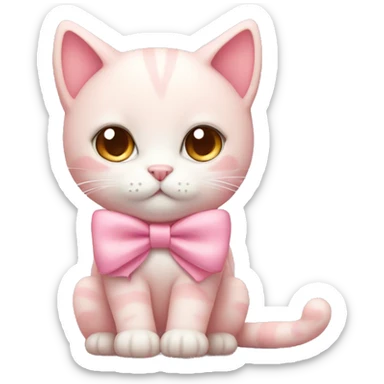 cute pastel pink cat with a bow sticker