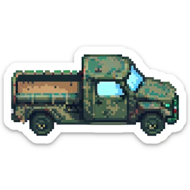 green military truck pixel art sticker
