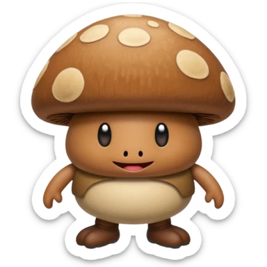 the brown walking goomba mushroom from mario sticker