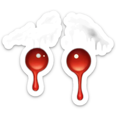 A dripping red moon sticker