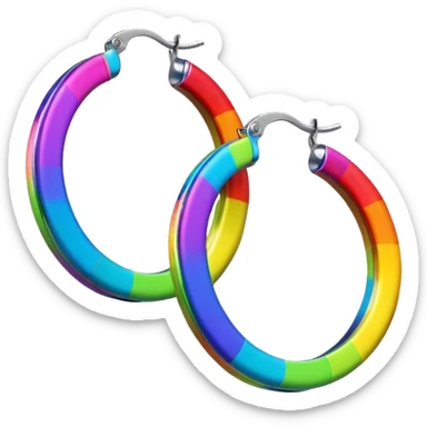 rainbow color hoop earrings sticker