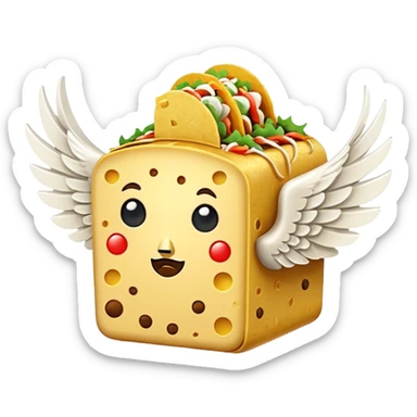 Taco Lucky Block with white wings  sticker