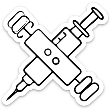 A vaccination icon with a syringe and a bandaid, representing immunization and healthcare sticker