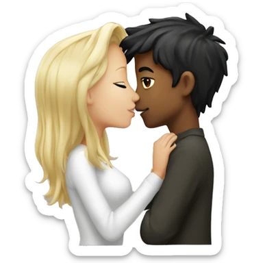 Blond girl kissing dark hair white boy sticker