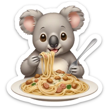 Koala eating carbonara pasta sticker