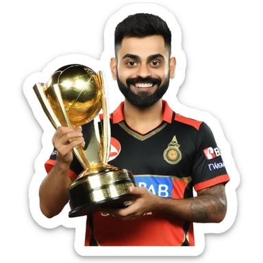 viral kohli with ipl trophy for rcb sticker