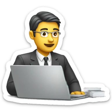 man analytics with laptop sticker