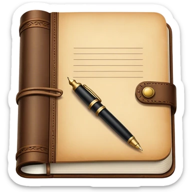 Journal with a pen old fashioned sticker