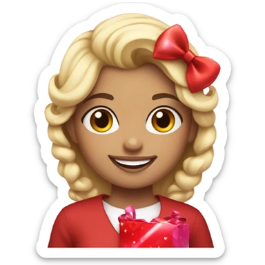 Blonde girl in valentine day sticker