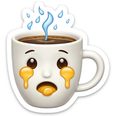 Crea un emoji che piange con sotto  le lacrime delle tazzine  sticker