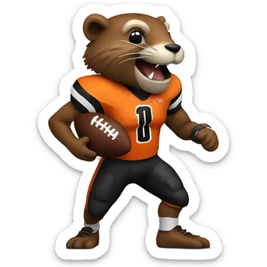 Oregon state beaver with an orange jersey holding a football  sticker