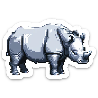 pixel art rhinoceros in game style sticker