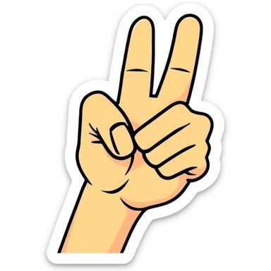 fist with thumb, middle finger and index finger intertwined, sticker style sticker