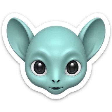 teal alien with two rounded ears and big pure black eyes sticker