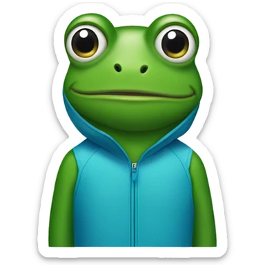 A frog with a blue Nike jumpsuit on sticker