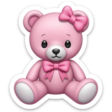 pink bow teddy bear solo sticker