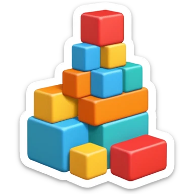 Block blast all forming an hexagon irregular but no hexagons, mized 3d sticker