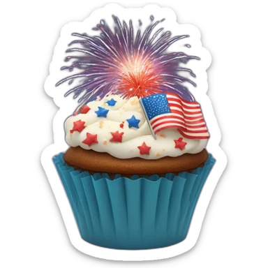 Happy Fourth of July cupcake with fireworks sticker