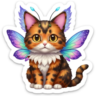 Tortoiseshell cat with fairy wings sticker