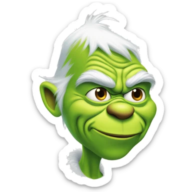 a grinch that looks like jeef bezos sticker