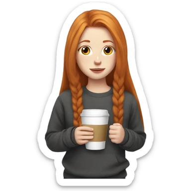 Aesthetic Ginger girl straight thick hair and a coffee sticker