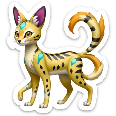 Colorful Meloetta-Vernid-Sergal-Serval-Pokémon-Digimon-Fakémon-fusion-hybrid-creature sticker