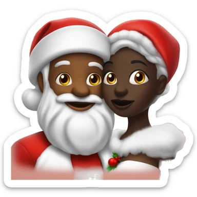 Dark skin Santa kissing tan Mrs clause sticker