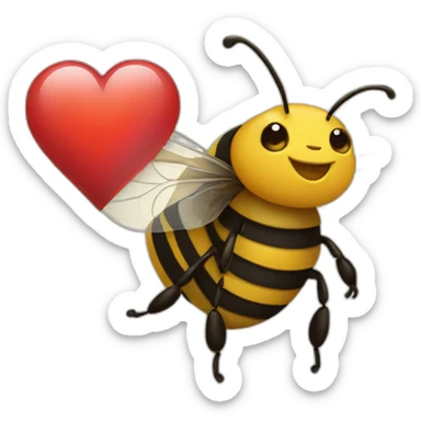 Bee with a read heart sticker