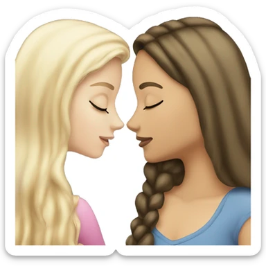 a white blonde girl kissing her brunette girlfriend sticker