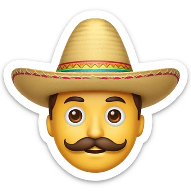 Emoji  con sombrero mexicano y bigote  sticker