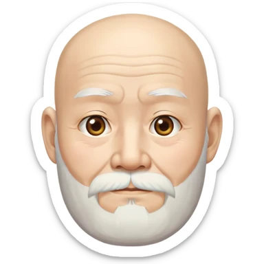 Old japanese man with white beard, bald, who looks very wise sticker