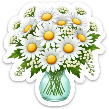 daisy and babies breath bouquet  sticker
