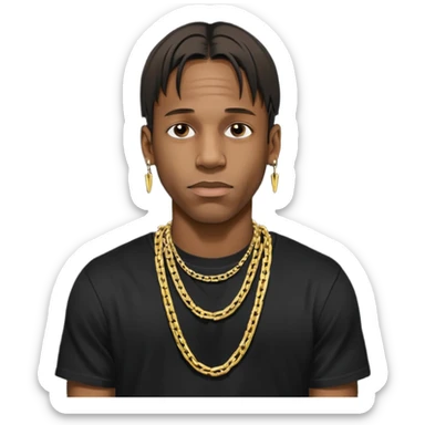 Travis Scott with gold chain necklace  sticker