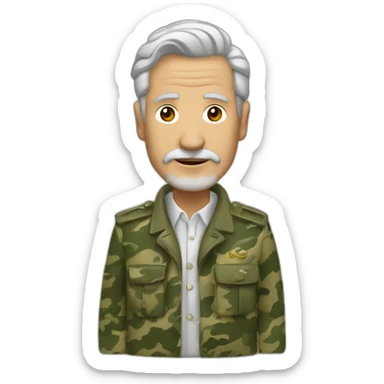 Hombre viejo pelo largo y con traje de camuflaje de hojas del ark sticker