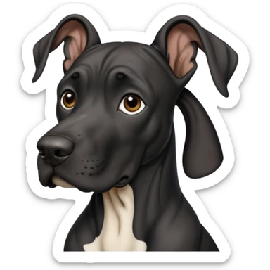 Black Male Great Dane  with no white and has cropped ears in a show stance sticker